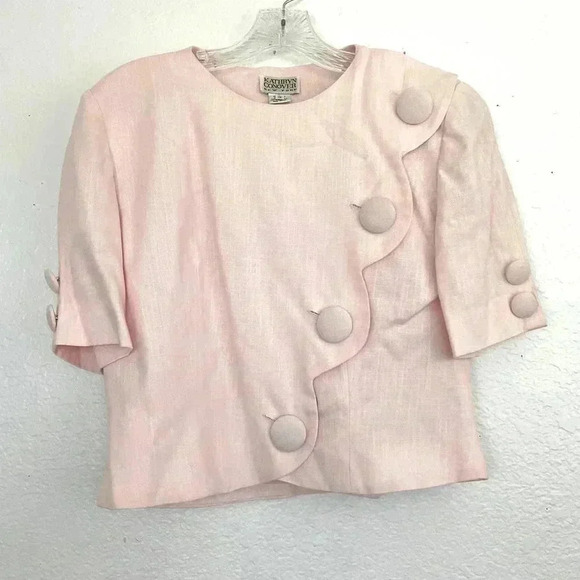 VTG Light Pink Large Button Blazer Top Sz 10 Kathryn Conover Women's Retro - Picture 11 of 11